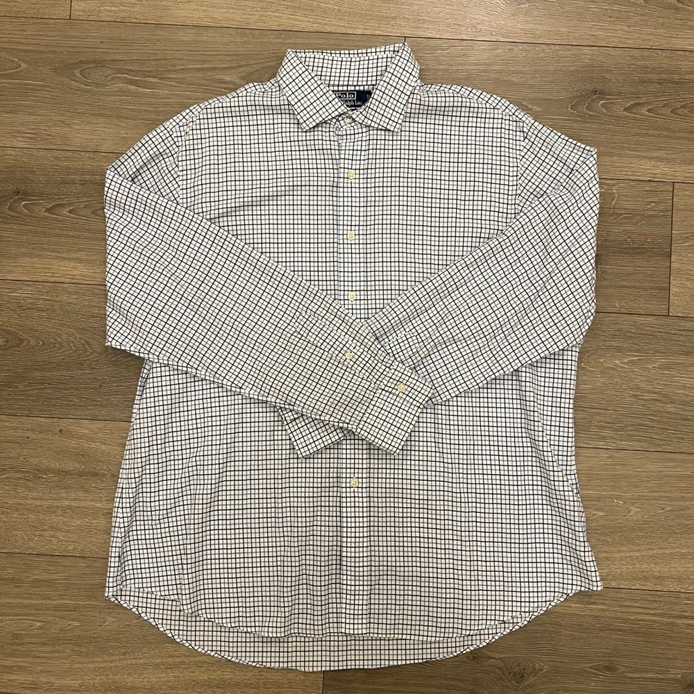 Polo Ralph Lauren Long Sleeve Shirt Stanton Custom Fit Plaid Checkered